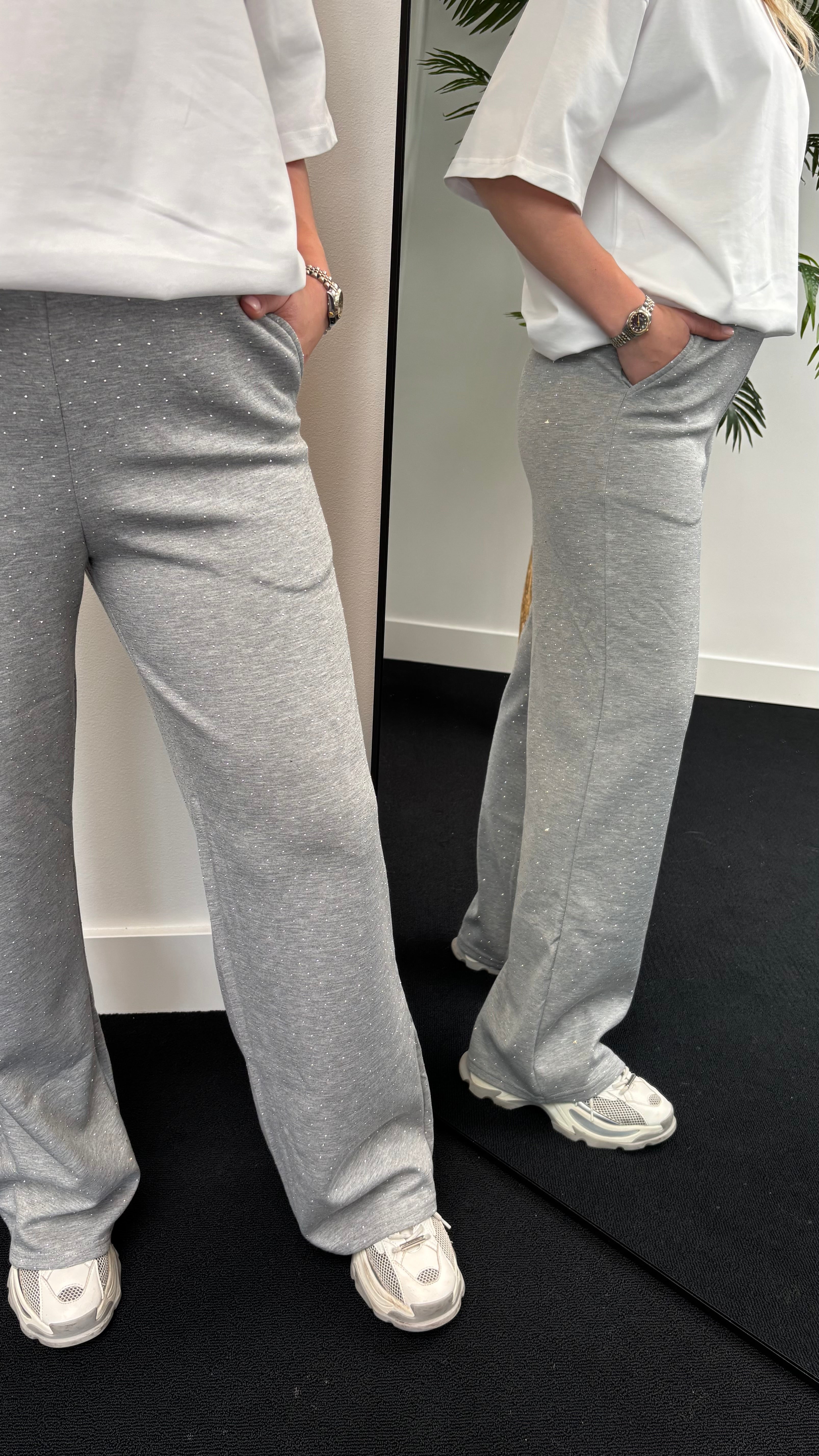 Evi Rhinestone Jogger Grey