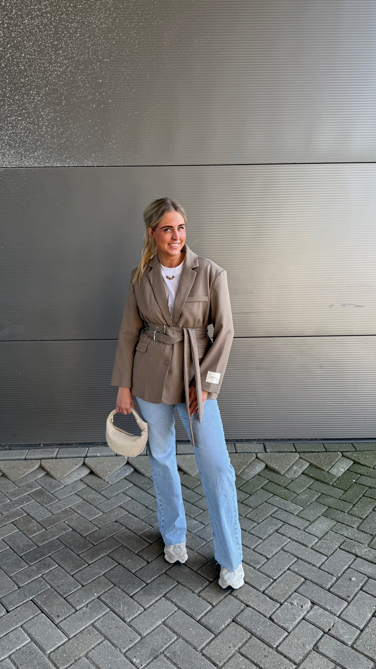 Studio Belted Blazer Taupe