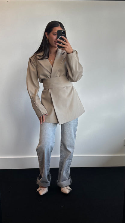 Pamela Belted Blazer Taupe 24727