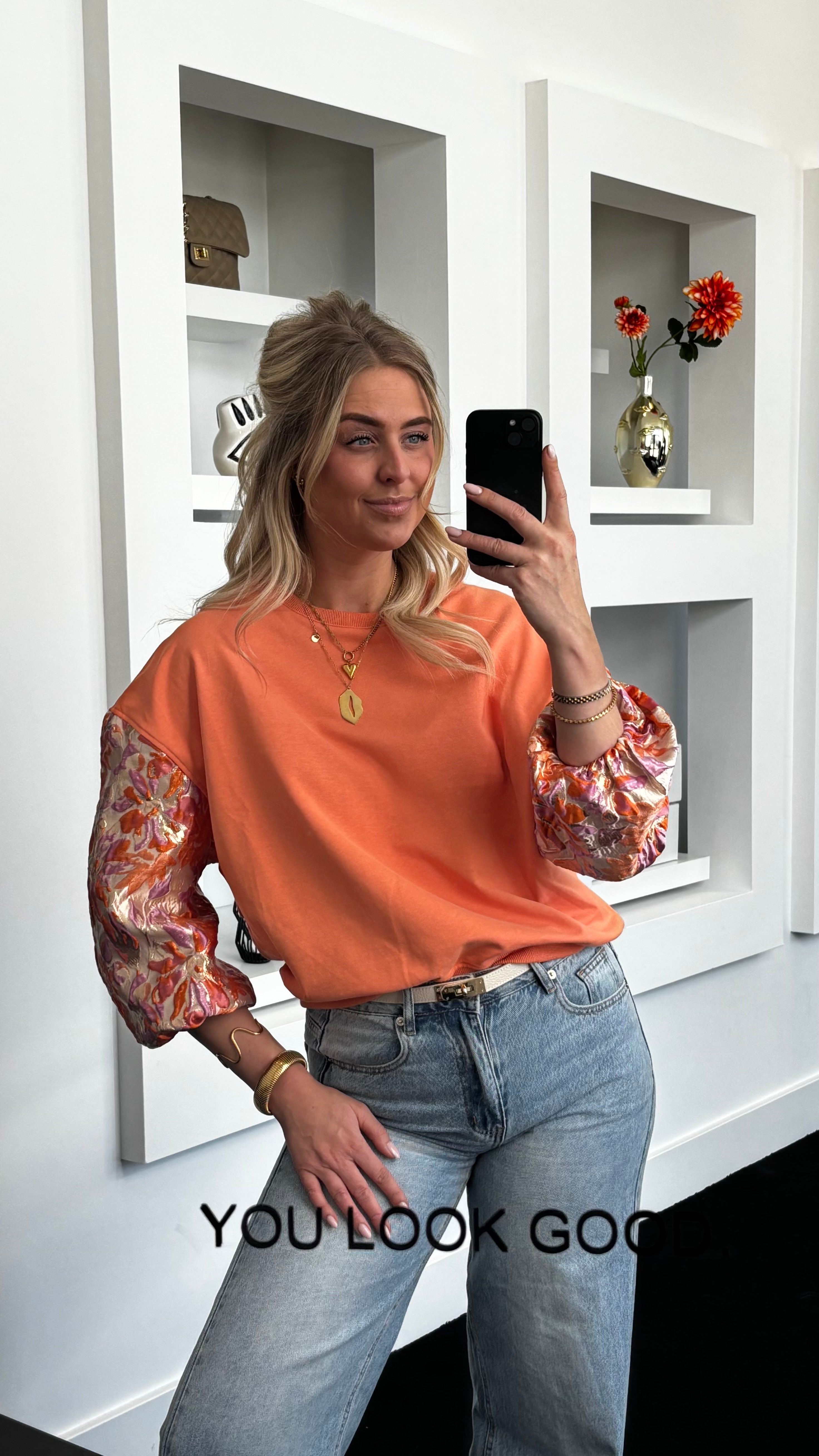 Willemina Puff Sleeve Sweater Orange