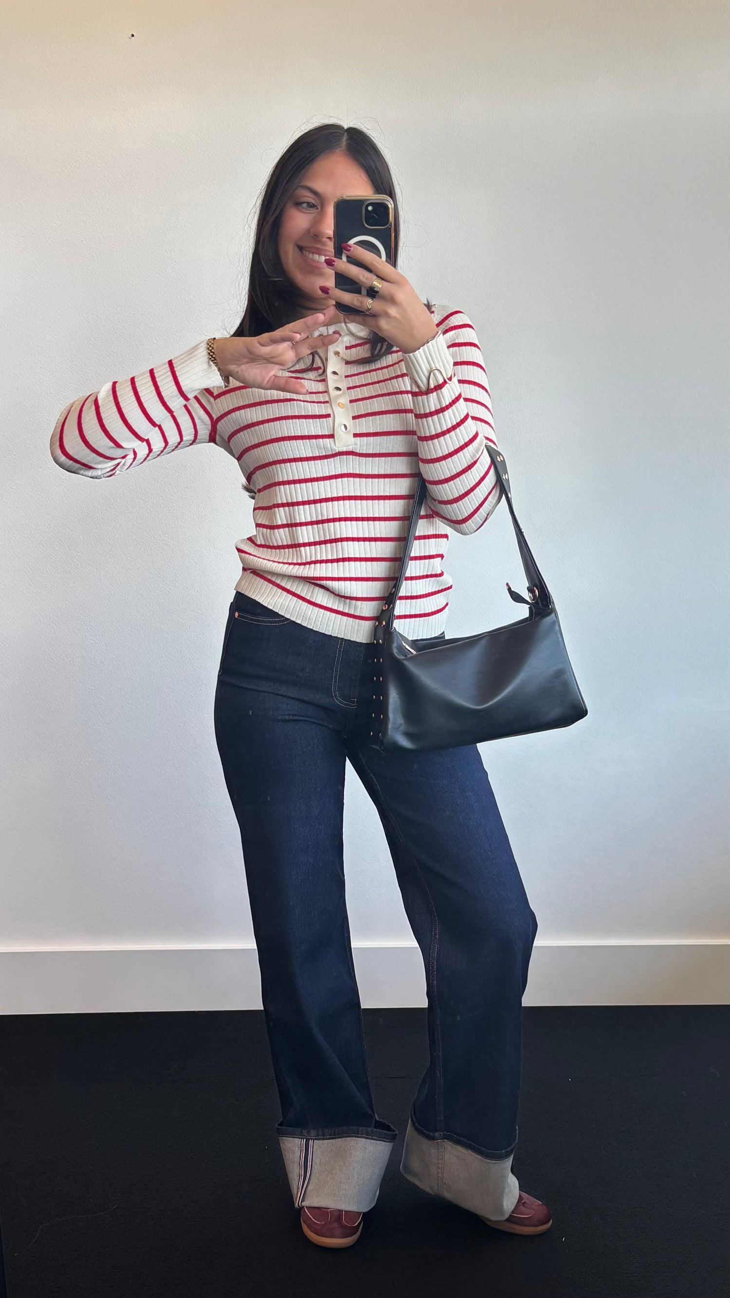 Tess Striped Stretch Top Red 58061