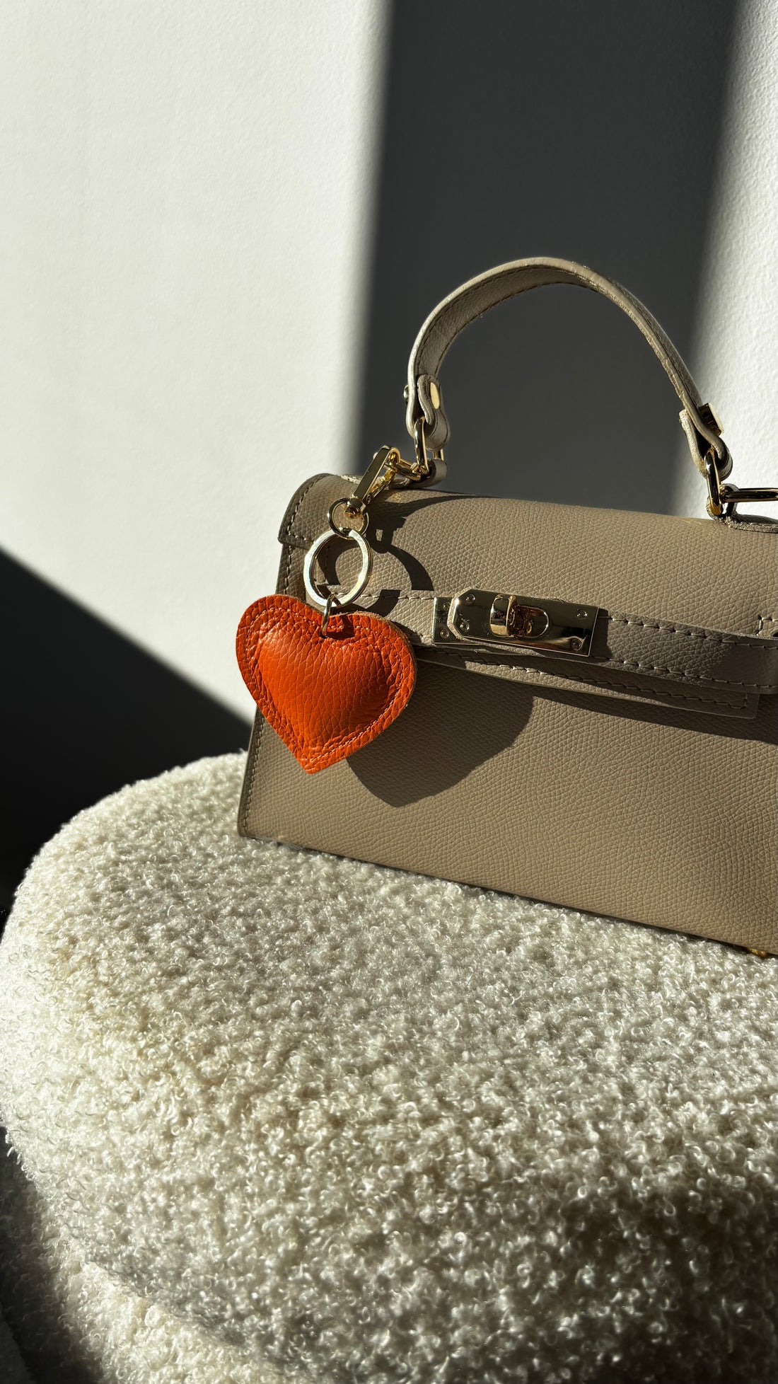 Orange Heart Bag Charm