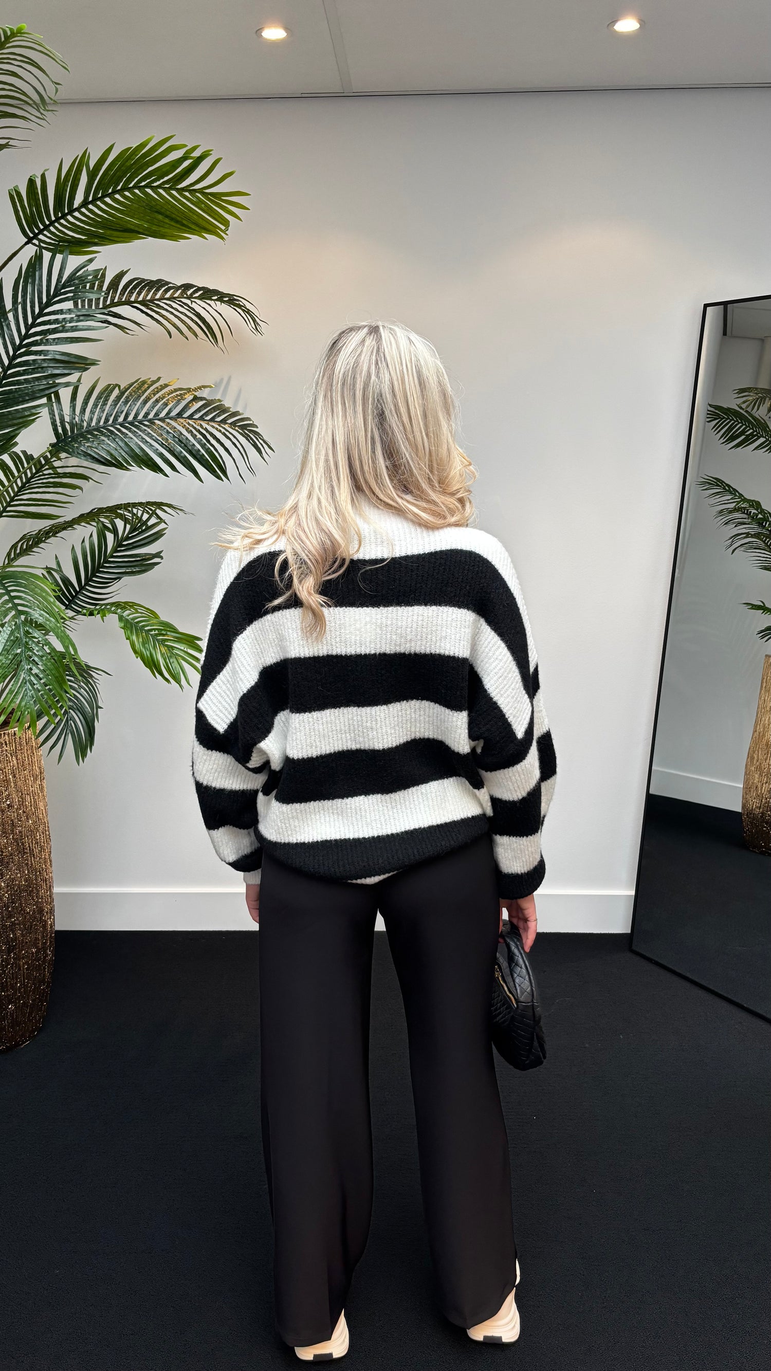 Sarah Striped Knit Black And White