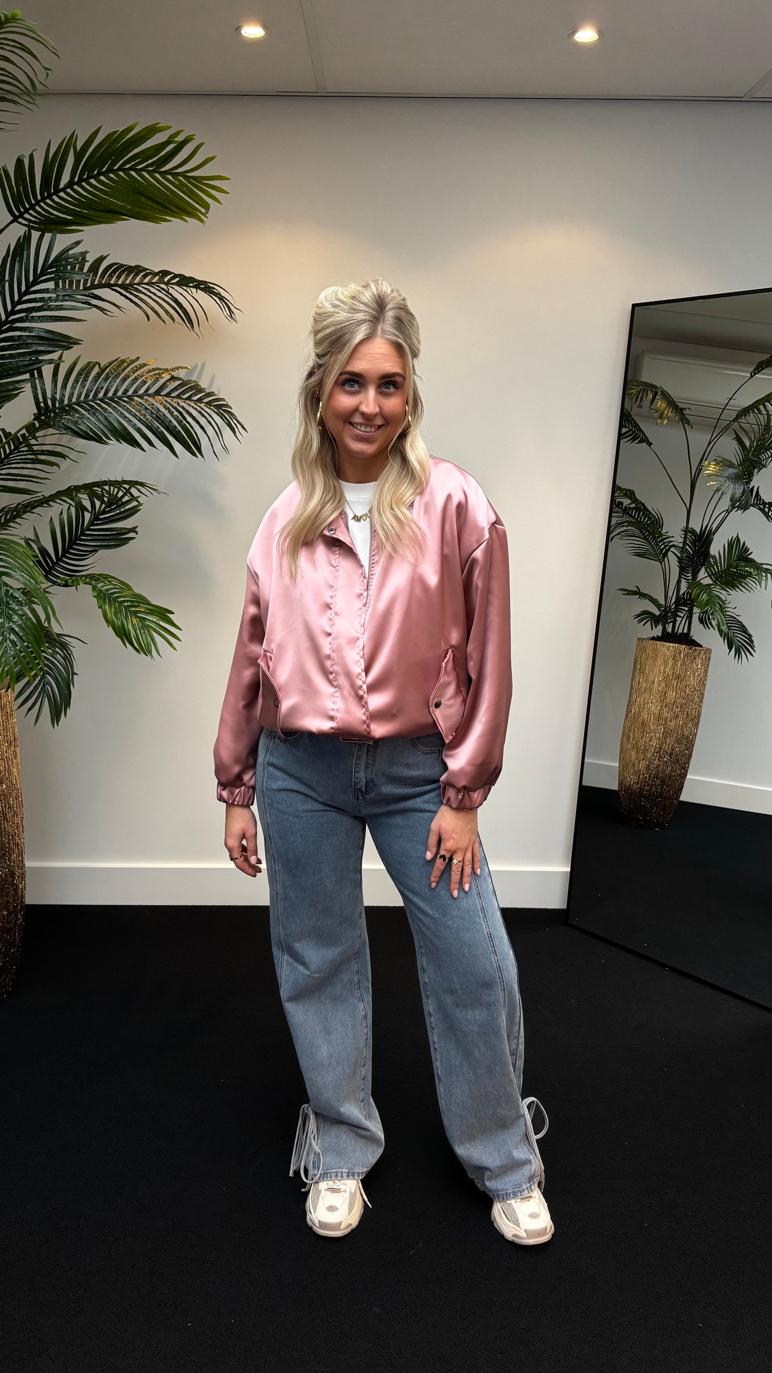 Pink Satin Bomber