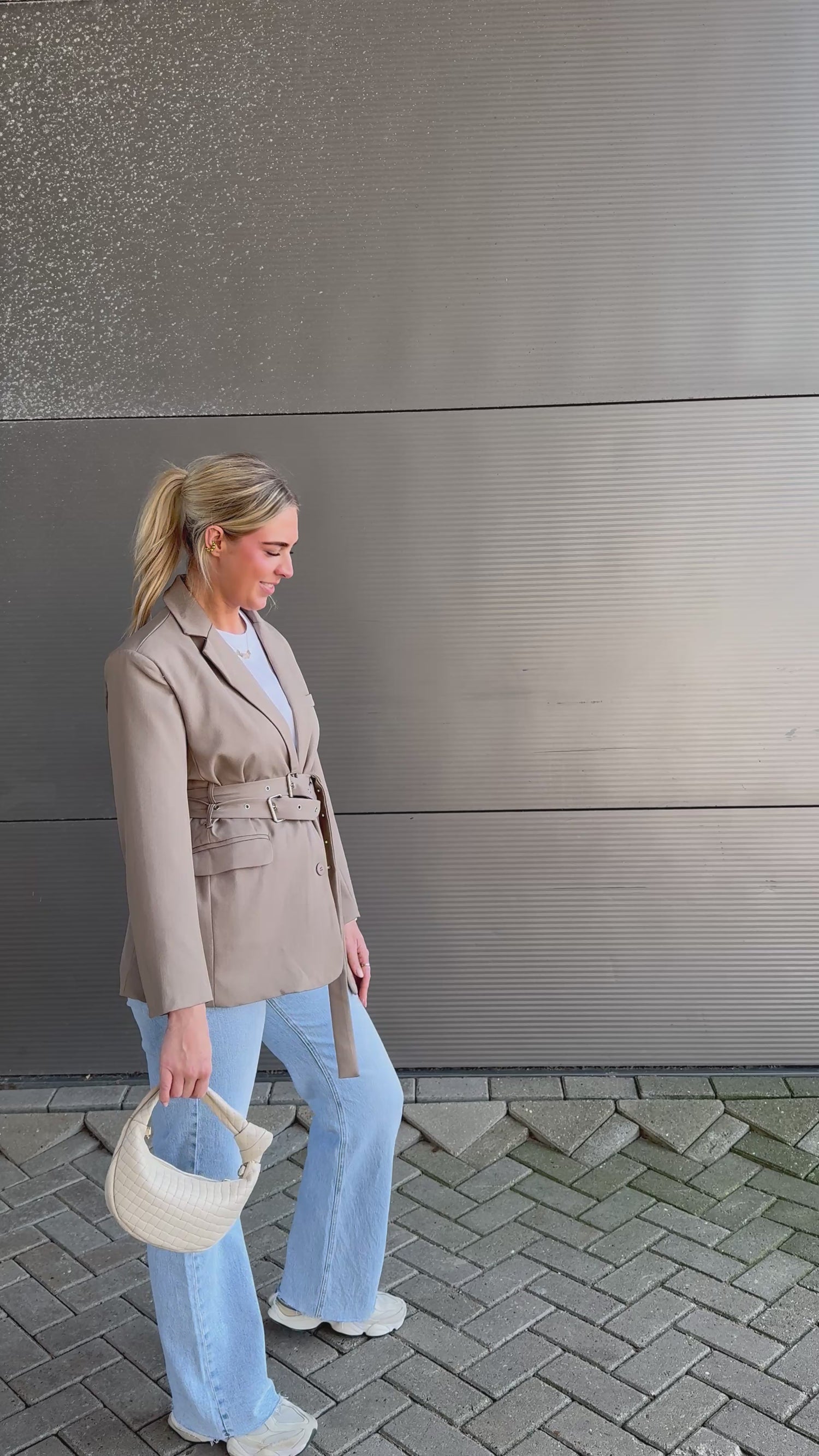 Studio Belted Blazer Taupe