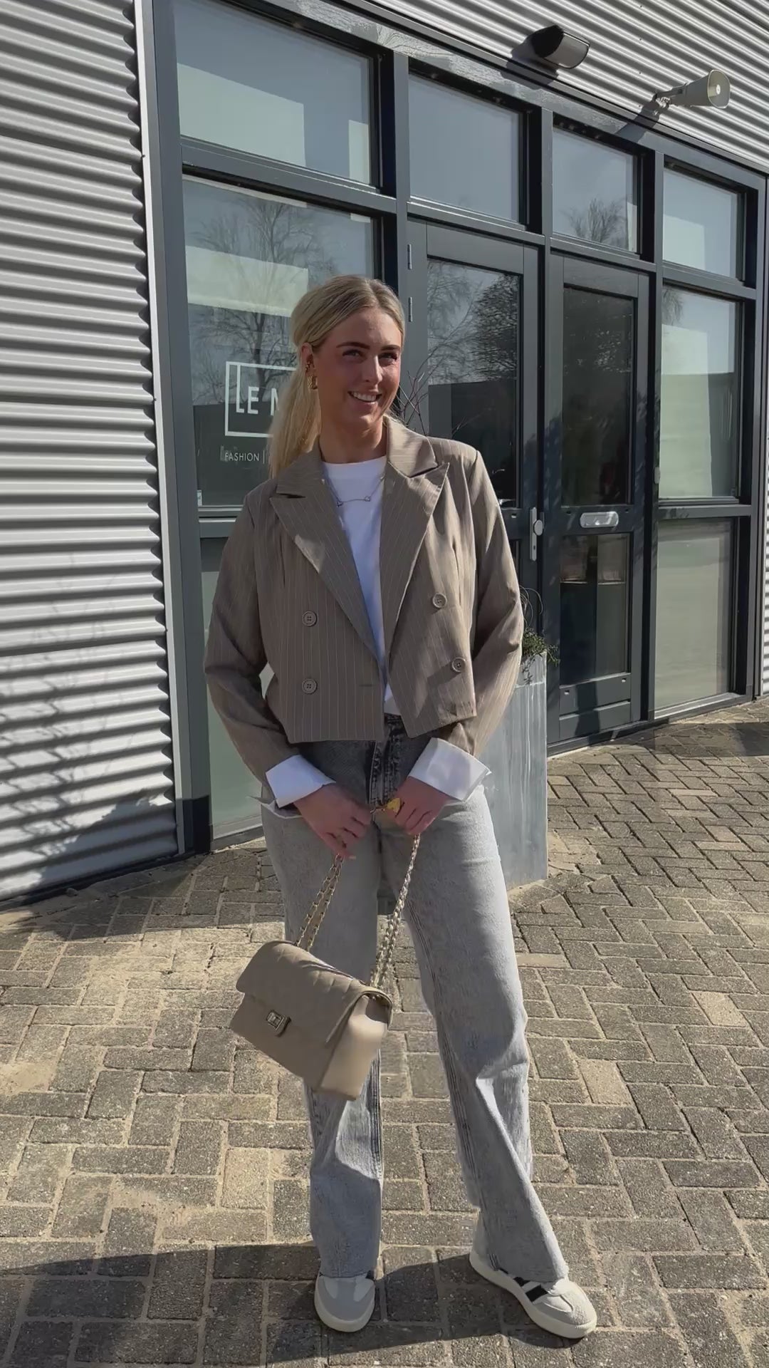 Jessy Turned Up Sleeve Blazer Taupe